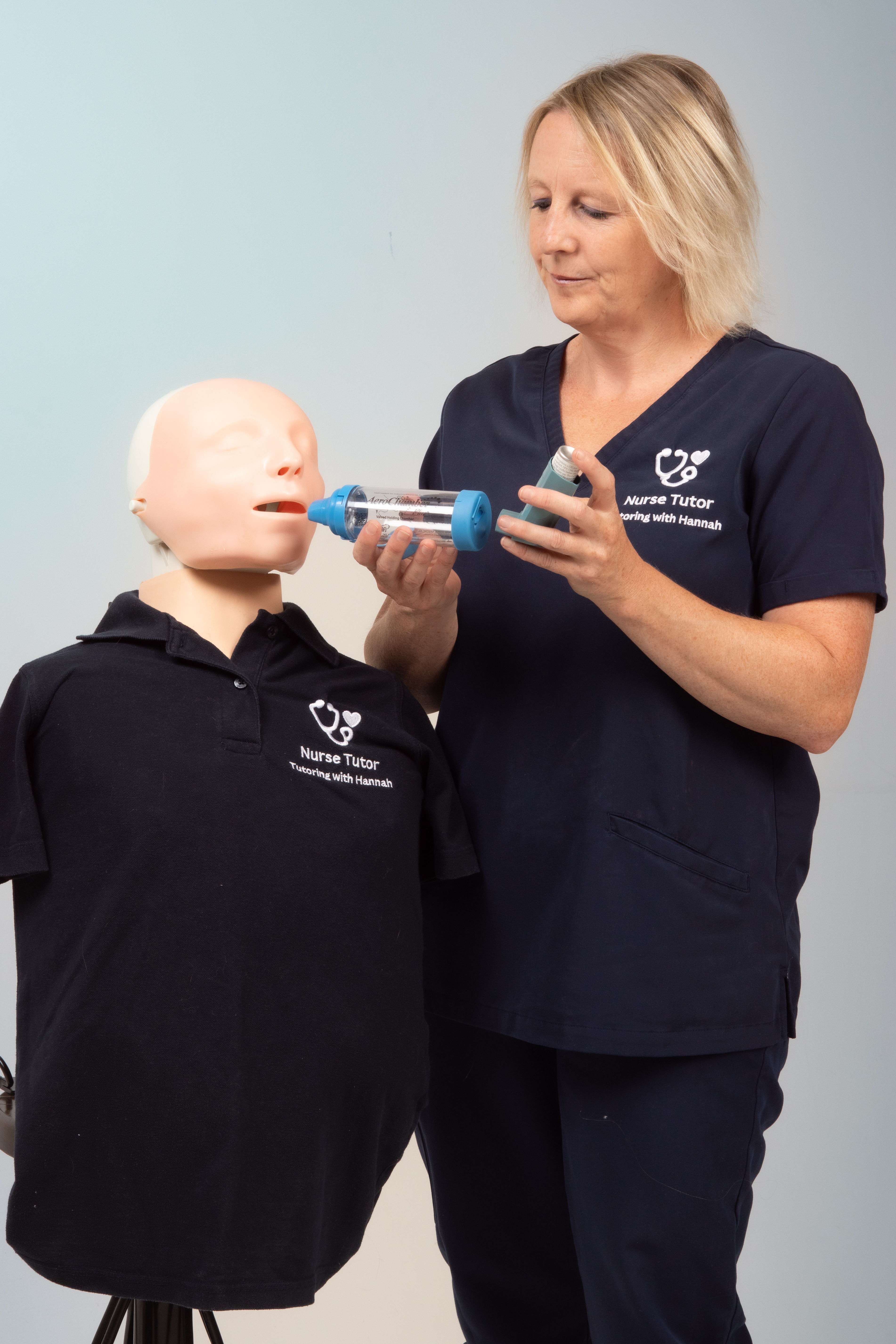 picture of a nurse administering a drug through inhalation