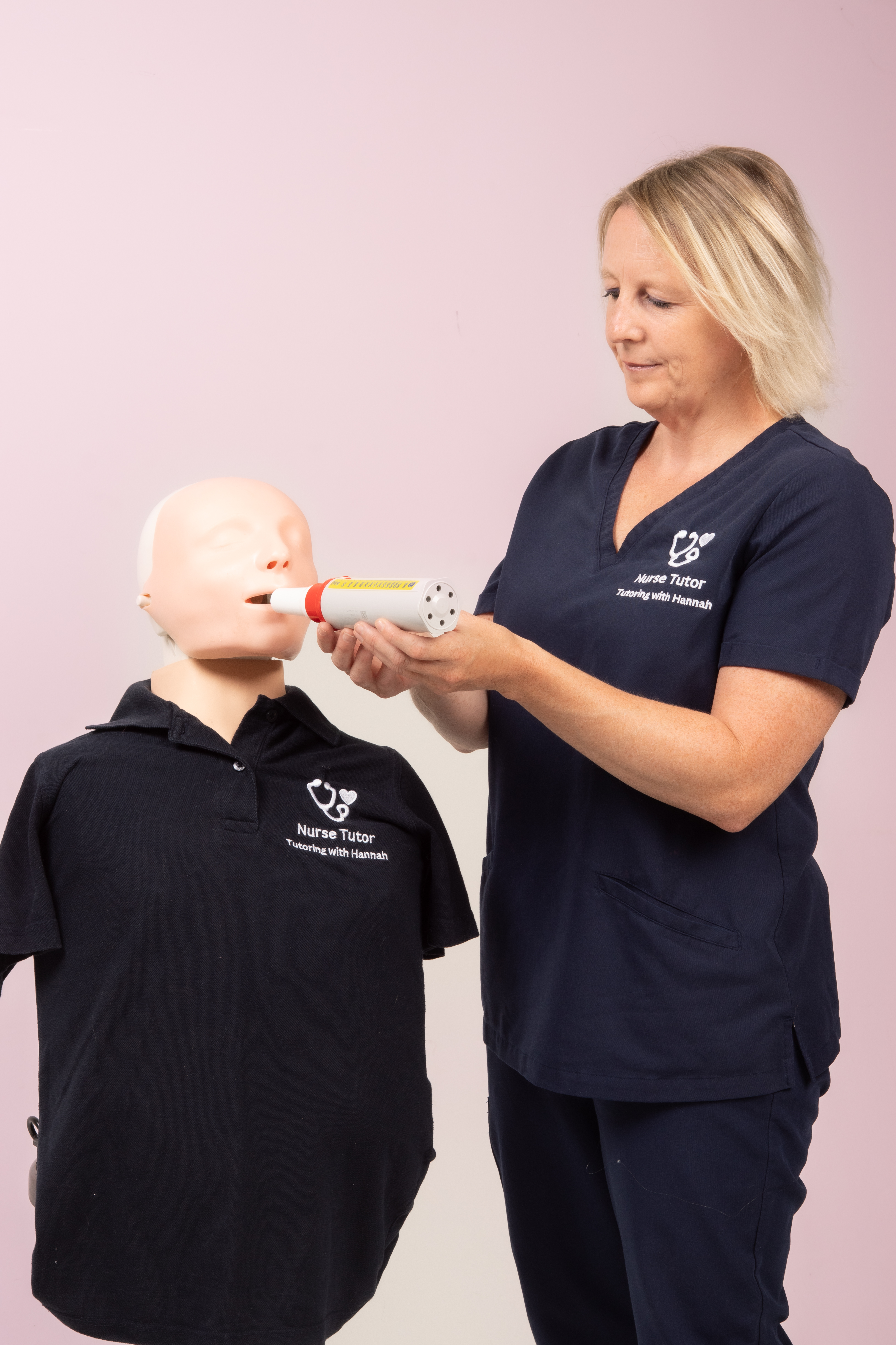Image of a nurse doing a peak flow test